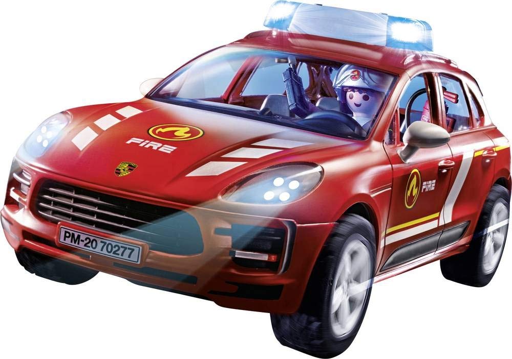 PLAYMOBIL Porsche 70277 Porsche Macan S Fire Brigade with Light and Sound Effects, from 4 Years
