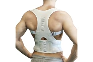 AOFIT 10PCS Magnets Back Support Belt for Posture Correction and Back Pain Support - Unisex (XXL, White)