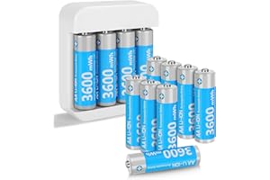 Rechargeable Lithium AA Batteries 12 Pack AA 1.5V Size Li-ion Batteries for Blink Camera,Double A Battery 3600mWh with 2H Fas