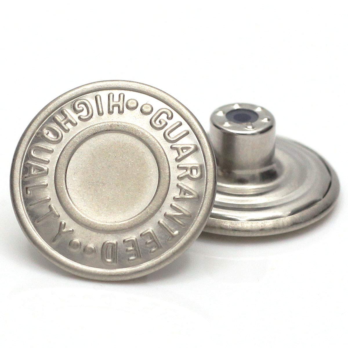 20mm GHQ Replacement Jean Tack Buttons No Sew Metal Buttons for Denims, Jeans, Jackets,12 Sets (Silver)
