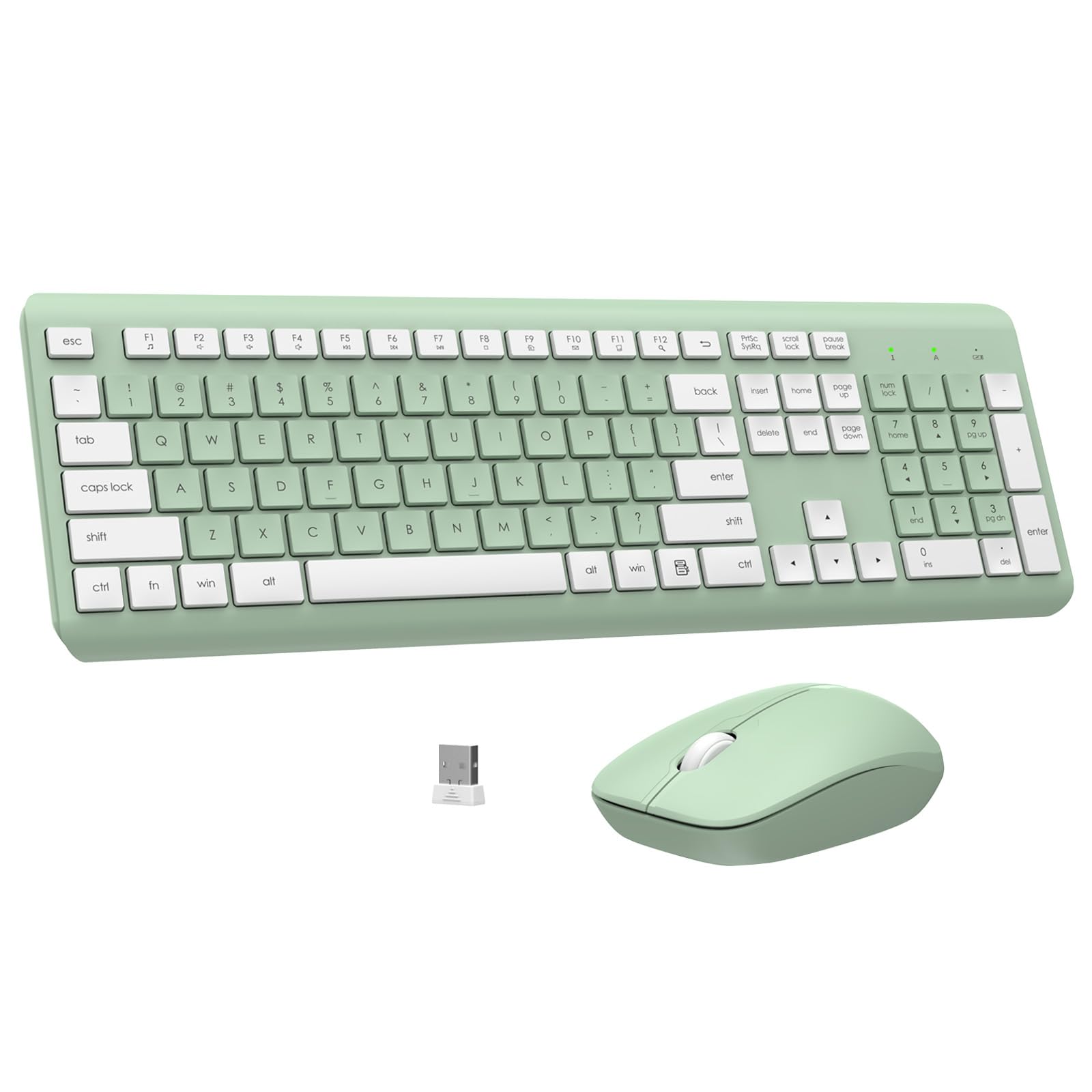 Photo 1 of Wireless Keyboard and Mouse Combo, Full-Size Silent Ergonomic Keyboard and Optical Mouse, Long Battery Life, 2.4G Lag-Free Mice Keyboard for Computer,Mac,Laptop,PC,Windows(Avocado Green)