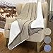 Cable Knit Sherpa Throws, Reversible Super Soft Sherpa Sweater Blanket Warm Cozy for Couch Bed 60x50 Latte By Catalonia