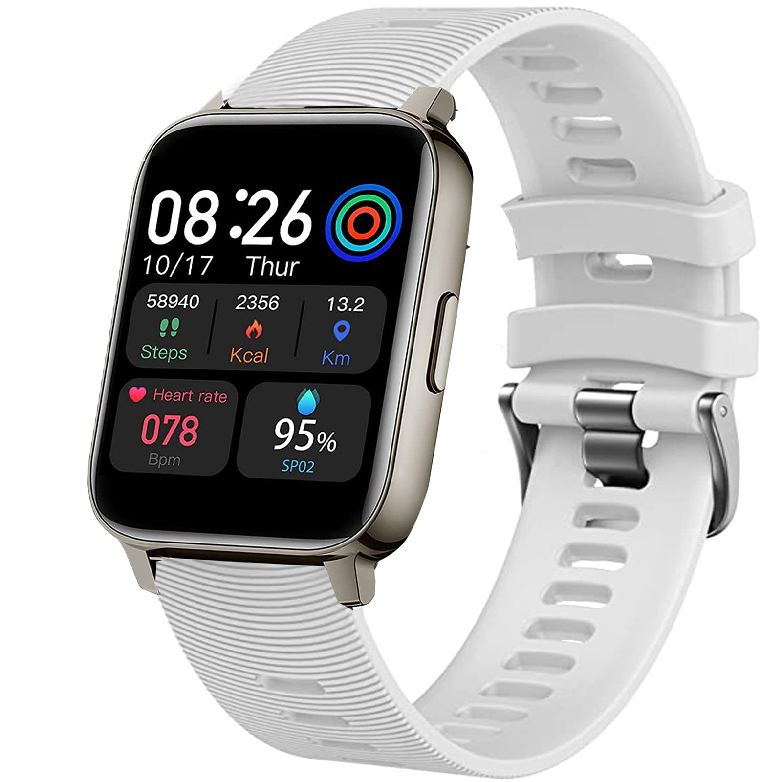 Compatible for Motast 1.69" Smartwatch Band, onetuo Sport Silicone Replacement Straps Compatible for MuGo P36A / AGPTEK 1.69" / Togala Smartwatch/Doubc Smart Watch (White)