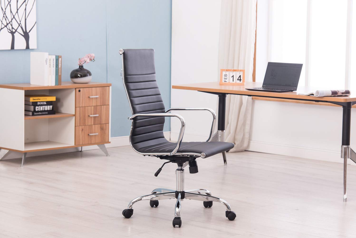 Sidanli High Back Ribbed Office Chair Large Size Eames Conference Room