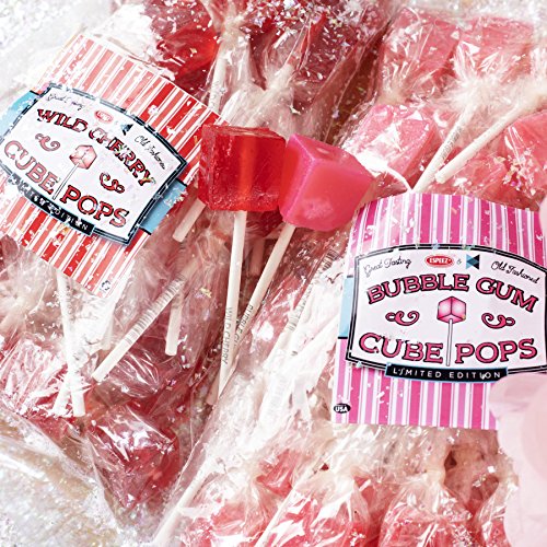 Hard Candy Cube Lollipop Suckers: Individually Wrapped Flavored Sucker Pack by Espeez for Candy Buffet, Weddings, Decorations - Old Fashioned Square Party Pops in Bulk - Assorted Flavors, 48 Count