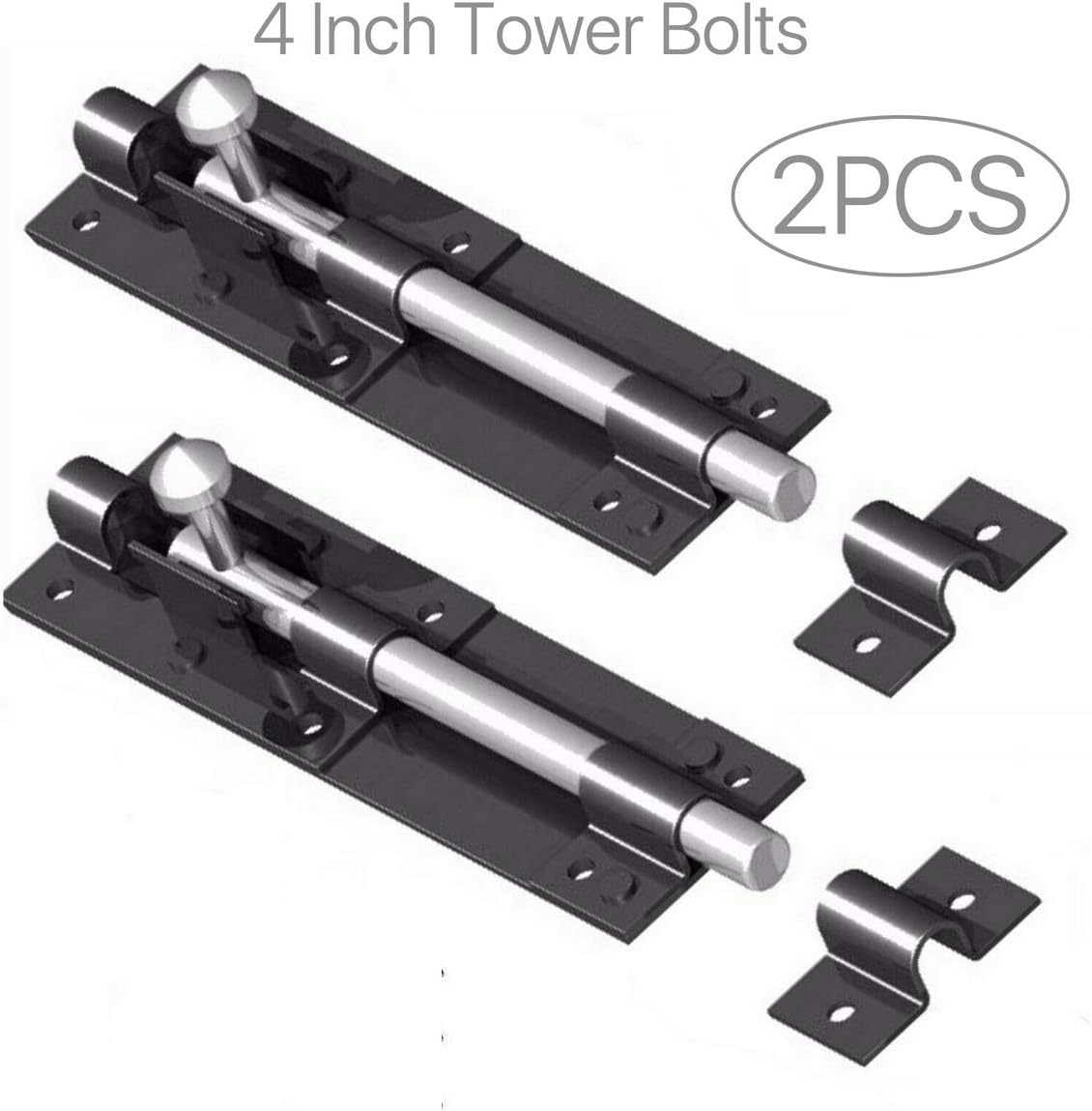 2 Pack Tower Bolt, Slide Bolt, Door Barrel Bolt Lock, Ideal for