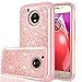 Moto E4 Case (USA Version) (Not Fit Moto E4 Plus) w/ Tempered Glass Screen Protector [2 Pack],LeYi Glitter Girls Women Heavy Duty Shockproof Protective Phone Case for Motorola E (4th Gen) TP Rose Gold
