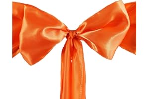 SARVAM FASHION Satin Chair Sashes - Elegant Premium Quality, 6 x 108 Inch - Perfect for Weddings, Parties, and Events - (Pack of 10 Pieces, Orange)