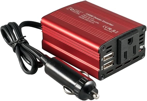 Foval 150W Car Power Inverter 12V DC to 110V AC Converter with 3.1A Dual USB Car Charger