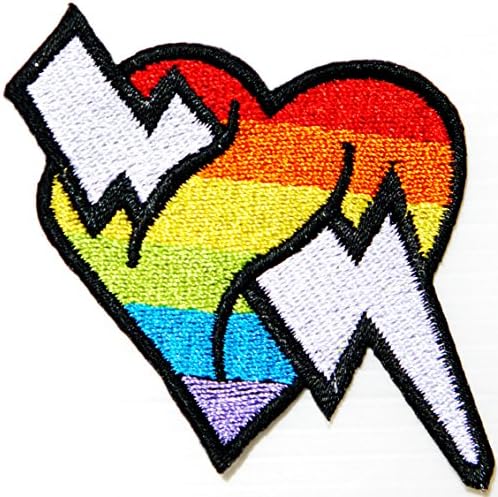 Heart Thunderbolt Bolt Flash Rainbow Sun Shine T-shirt Patch Sew Iron on Embroidered Sign Badge