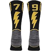 KitNSox Basketball Socks, Youth Kids Mid Calf Sport Athletic Number Crew Socks Black/Gold 1 Pair