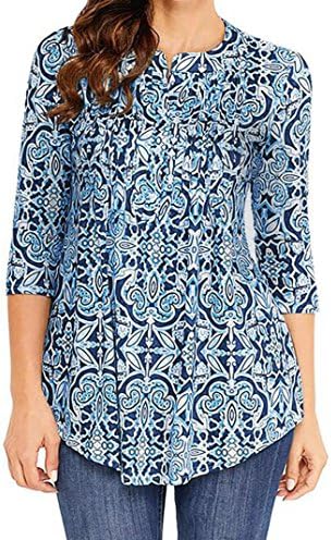 MODOQO Women O-Neck Three Quarter Sleeved Printed Tops Loose T-Shirt Blouse