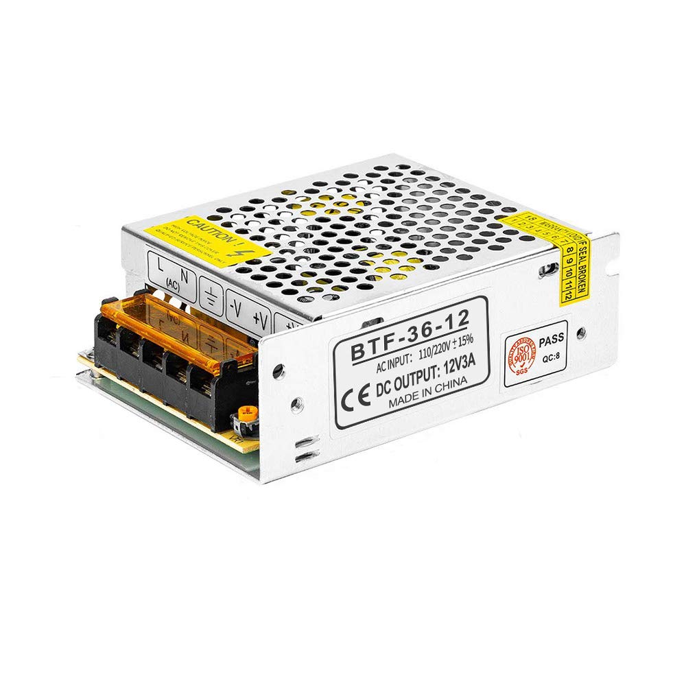 BTF-LIGHTING 12V 3A 36W Power Adapter Transformer Regulated Switch Power Supply AC 110V 220V to DC 12 Volt 3amp Converter LED Driver for LED Light Strip 3D Printer CCTV Camera Security System