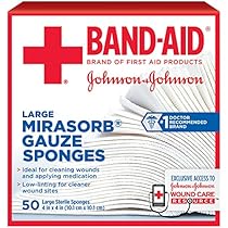 Band-Aid Brand Of First Aid Products Mirasorb Gauze Sponges For Cleaning Wounds, 4 Inches By 4 Inches, 50 Count