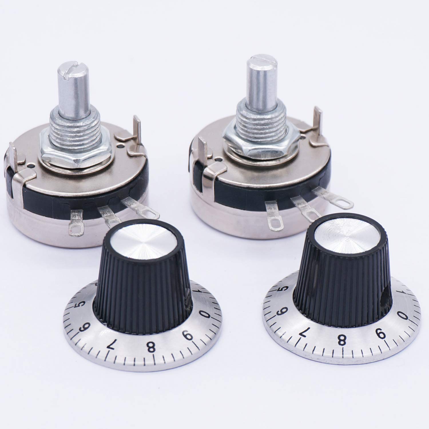 Taiss/2pcs Single Turn Rotary Carbon Linear Variable Potentiometer + 2pcs Knob ,WTH118-2W 10K Ohm, black - Image 5