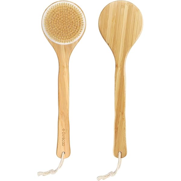 Szczotka do ciała, BELICOO długi uchwyt bambus drewno tył ...