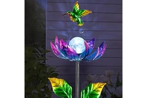 Sunnylight Solar Wind Spinners Outdoor, Solar Wind Spinner with Cracked Ball Lights,Garden Spinners for Yard, Garden, Patio, Lawn Decor (Purple)