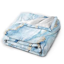 Perinsto White Blue Marble Throw Blanket Ultra Soft