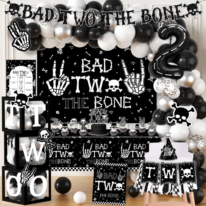 Photo 1 of 2nd Birthday Decorations for Boys, Bad Two The Bone Party Decorations Party Decorations Boy