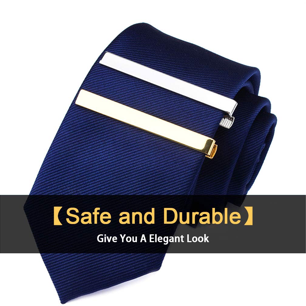 Roctee Tie Clips for Men, 3 Pack Classic Tie Clip Silver Gold Black Necktie Tie Bar Pinch Clips Suitable for Wedding Anniversary Business