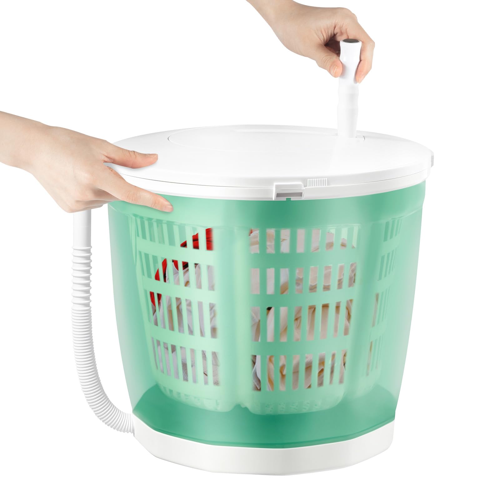 Multifunctional Mini Portable Washing Machine, 2-in-1 Manual Non-Electric Washing Machine Clothes Tumble Dryer w/Handle, High Efficiency, Easy to Move & Store, for Clothes Wash up to 4.41 Lbs (Green)