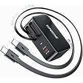 SUPERONE 4 in 1 Retractable Wall Charger with Dual USB C Cables, 78W Fast Charging iPhone 17 Retractable USB C Charger with Dual Ports for iPhone 17 Pro Max/16/15/14/13/12, Pad, Galaxy, Pixel