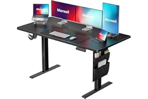 Marsail 48x24 Electric Standing Desk - Adjustable Height Computer Desk with Memory Presets, Storage Bag & Cable Management for Home Office & Gaming Workstations