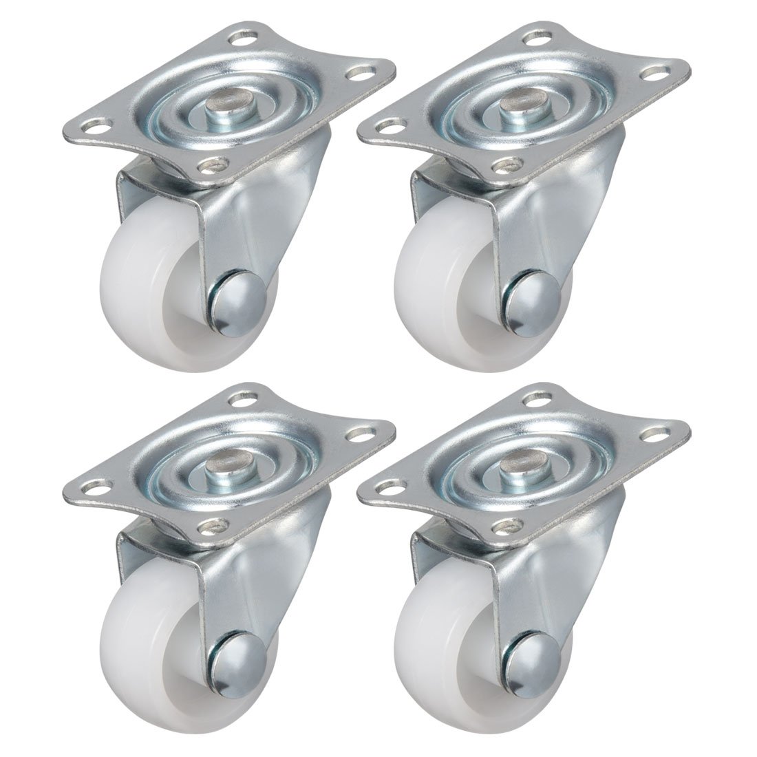 sourcing map Swivel Caster Wheels 1" Polypropylene with 360 Degree Top Plate 11LBS Capacity for Furniture Carts Workbench, White, Pack of 4