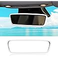 Bestmoy Car Rear View Mirror Silicone Protector Cover, Compatible with Model 3/Y, Auto Interior Mirror Decoration Frame, Car Accessories (White)