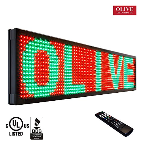 OLIVE LED Sign 3Color, RGY, P26, 19"x85" IR Programmable Scrolling Outdoor Message Display Signs EMC - Industrial Grade Business Ad machine. - Thumbnail 2