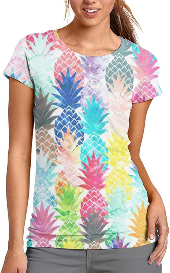 Amazon Co Jp Pineapple 半袖 Tシャツ レディース トップス 無地 カットソー きれいめ シンプル 薄手 ユニークなデザイン ファッション おしゃれ 服 ファッション小物