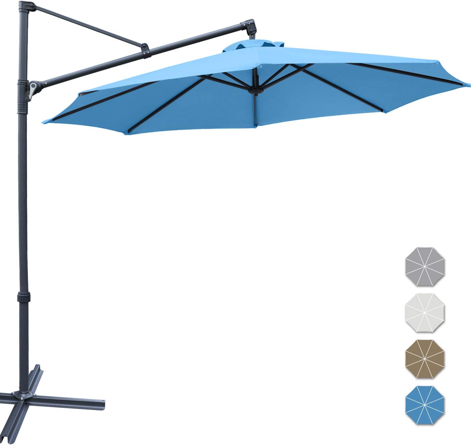 Amazon Com Abccanopy Patio Umbrellas Offset Hanging Umbrellas Cantilever Umbrella 10 Ft Outdoor Market Umbrella With Easy Tilt Crank Cross Base For Beach Garden Deck And Pool 12 Colors Turquoise