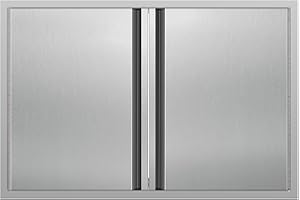 FORJAMINT Outdoor Kitchen Doors 36W x 24H Inch Stainless Steel Doors for Outdoor Kitchens, Double Access Cabinet Door with Hidden Handles, Flush Mount for Grilling Station, Outdoor Kitchens BBQ Island& Cabinet