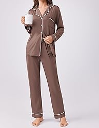 Ekouaer Womens Pajamas Set 2 Piece Button Down