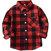 Askwind Kid Girl Boy Long Sleeve Button Down Plaid Flannel Shirt