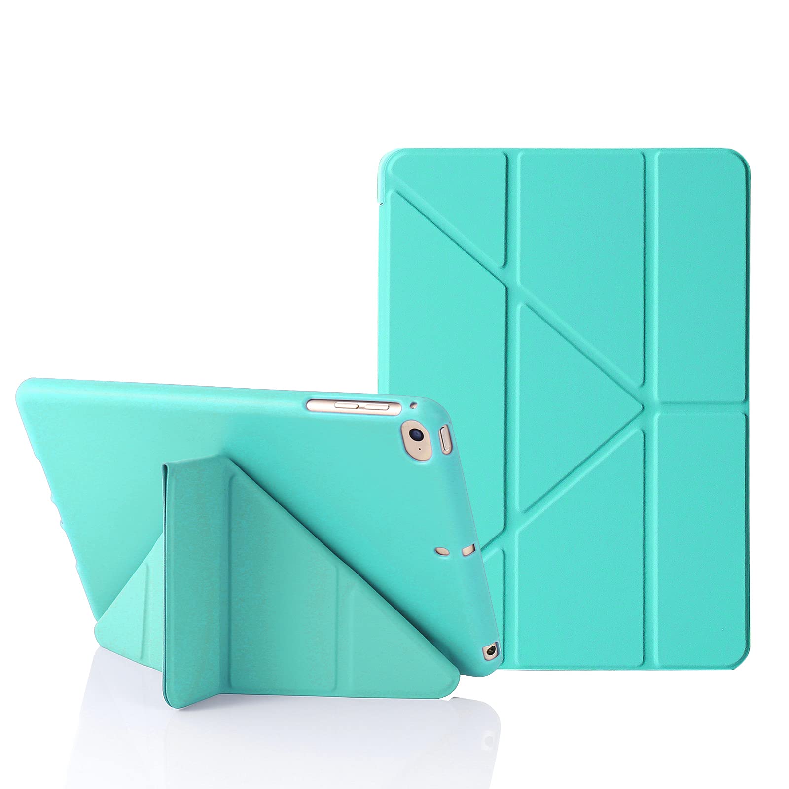 MuyDoux Origami Case for iPad mini 5 4 3 2, iPad Mini Case 7.9 Inch, 5-in-1 Multiple Viewing Angles, Smooth Front Cover & Shockproof Soft Flexible Back, Auto Sleep/Wake, Sky Blue