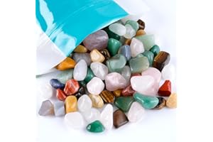 TGS GEMS 10-20mm Each Mixed Crystal Tumbled Chips Irregular Shaped Stones, 3lbs Bulk Bag of Crushed Healing Crystal Stones - Polished Pebbles for Decorating Succulent Planters, Fairy Gardens