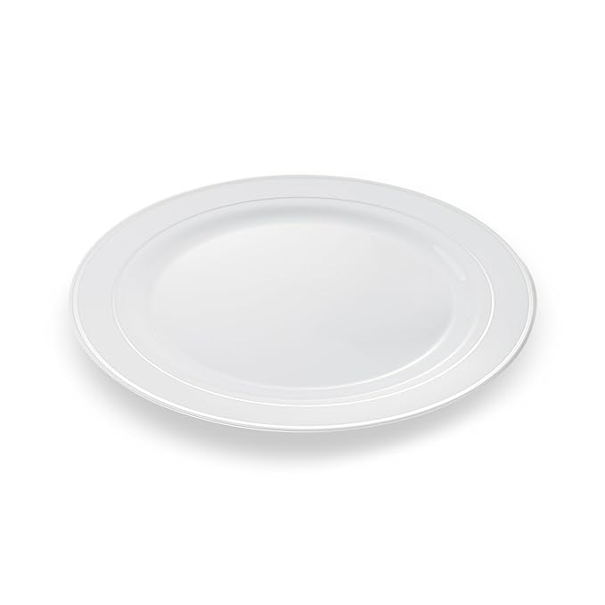 20 High Quality & Elegant Disposable Plates with Silver Rims 7.5