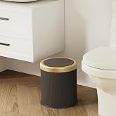 stonespace Motion Sensor Trash Can with Lid for Bathroom, Touchless | Modern Decorative Automatic Garbge Can For Toilet, Office, Bedroom, Dog Proof, Smart,Small Round, 3 Gallon Gold and Black