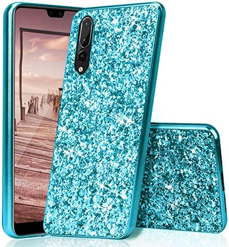 HUDDU Huawei P20 Pro Case, Glitter Sparkles Luxury Shinny Hard Case Bling Anti-Scratch Back PC Diamond Cover Bumper Case Protective Phone Case for Huawei P20 Pro Rose Gold Black