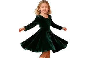 Noubeau Toddler Girl Christmas Dress for Girls Long Sleeve Dress Velvet Tutu Winter Holiday Princess Party Dresses