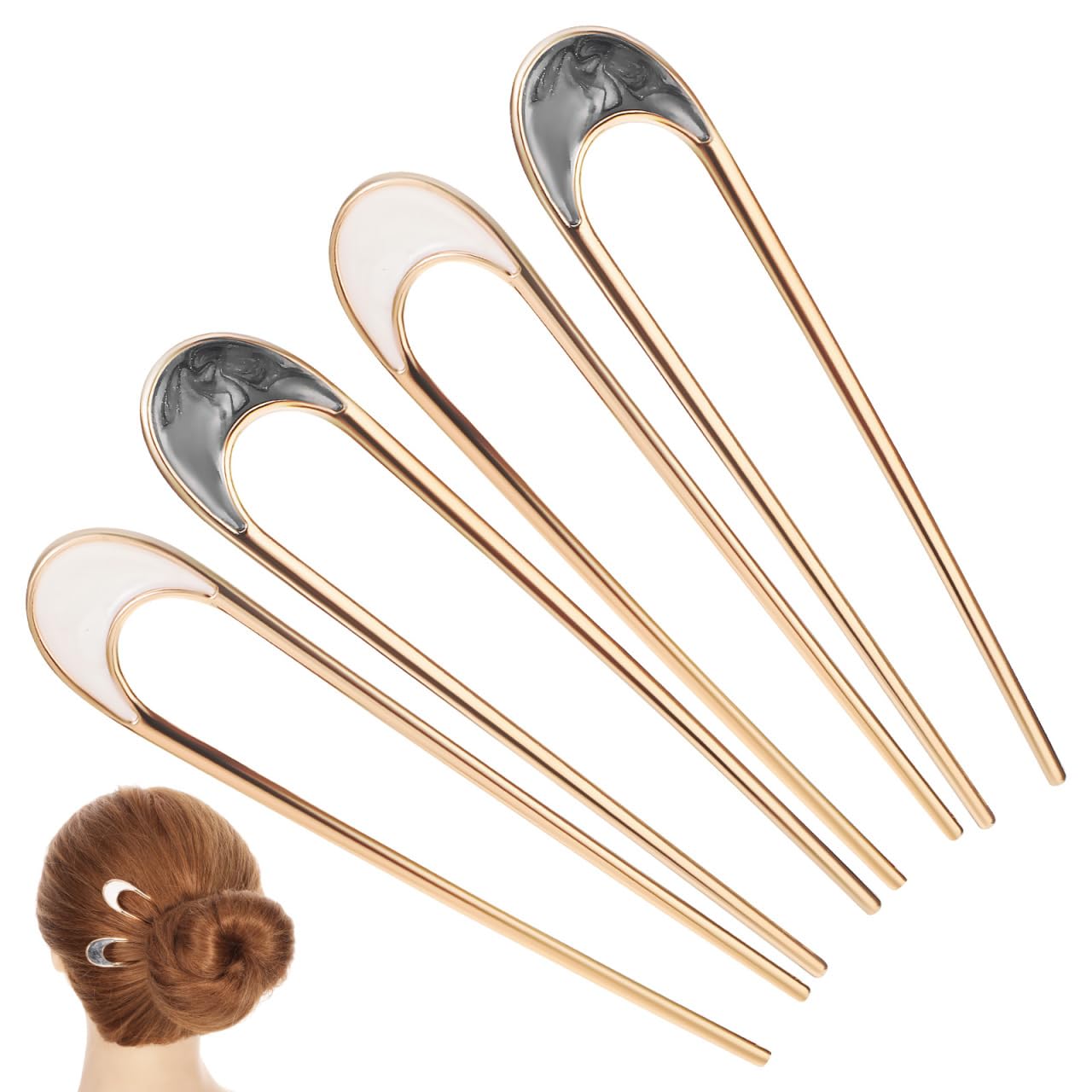 Healeved U Hair Pins 4 Pack French Twist Hair Clips for Women Updo Styling Buns Accessories for Daily Wear Parties Weddings