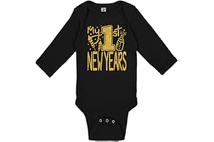 Aiden's Corner Handmade Holiday Baby New Year Bodysuit - Boy Girl Gold Metallic My First New Years Outfit