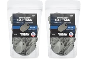 WAXAW 145P Telecom Fiber Tags (100 Tags/Pack) 1" x 1-3/4" x 0.062" Industrial Grade Non-Conductive Label Tag for Cable, Made in USA (2 Pack)