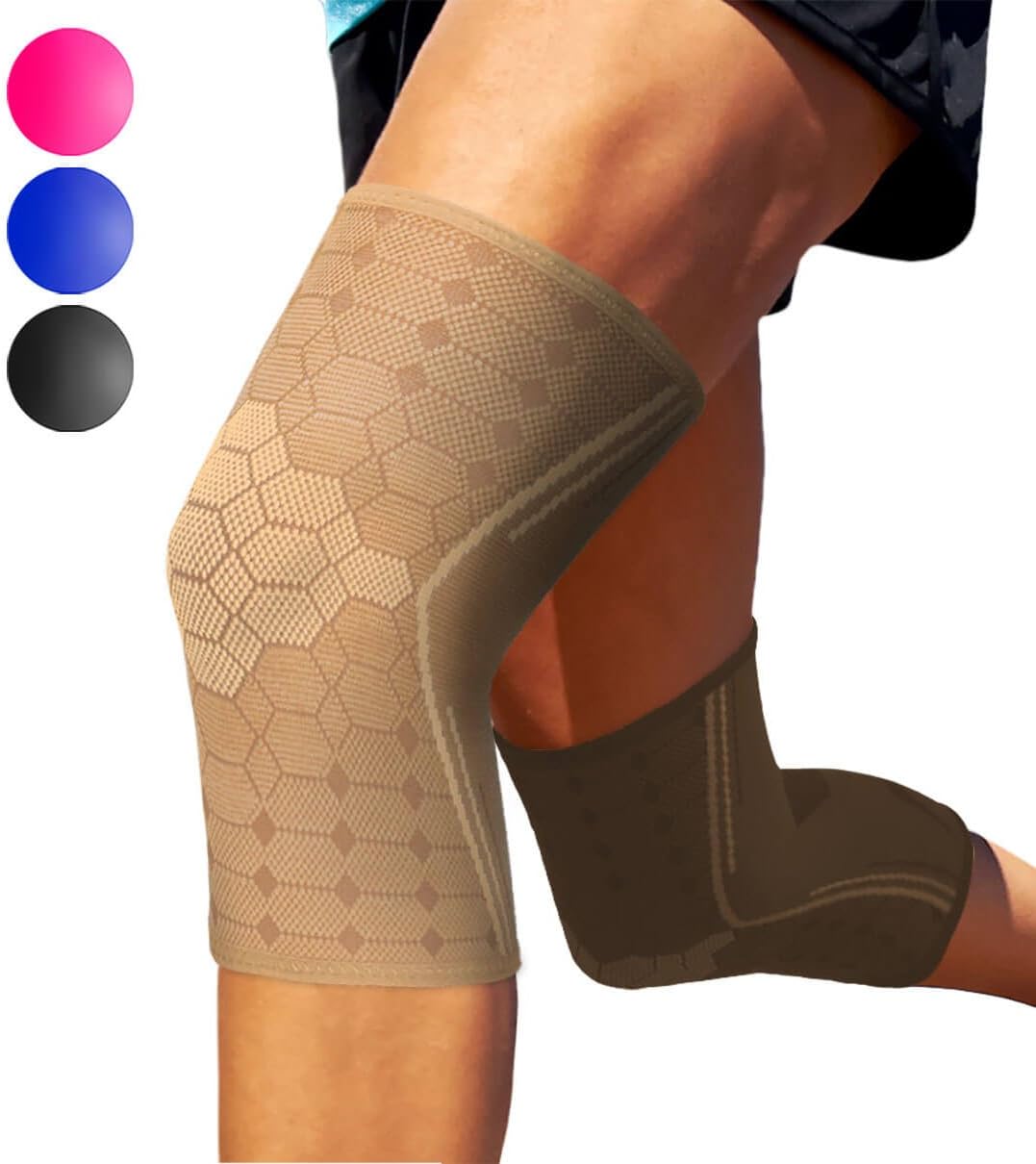 Sparthos Knee Compression Sleeves by (Pair) – Joint Protection and Support for Running, Sports, Knee Pain Relief – Knee Brace for Men and Women – Innovative Breathable Elastic Blend – Anti Slip: Sports & Outdoors
