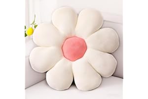 RuzRhyth White Flower Pillow, Flower Shaped Throw Pillow Cute Chair Seat Cushion for Bedroom and Living Room Décor (15.75", White)