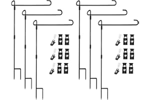 Akeydeco Garden Flag Pole Stand Holder, 6 Pack Garden Flags for Outside with Flag Stopper and Clip Waterproof Powder-Coated P