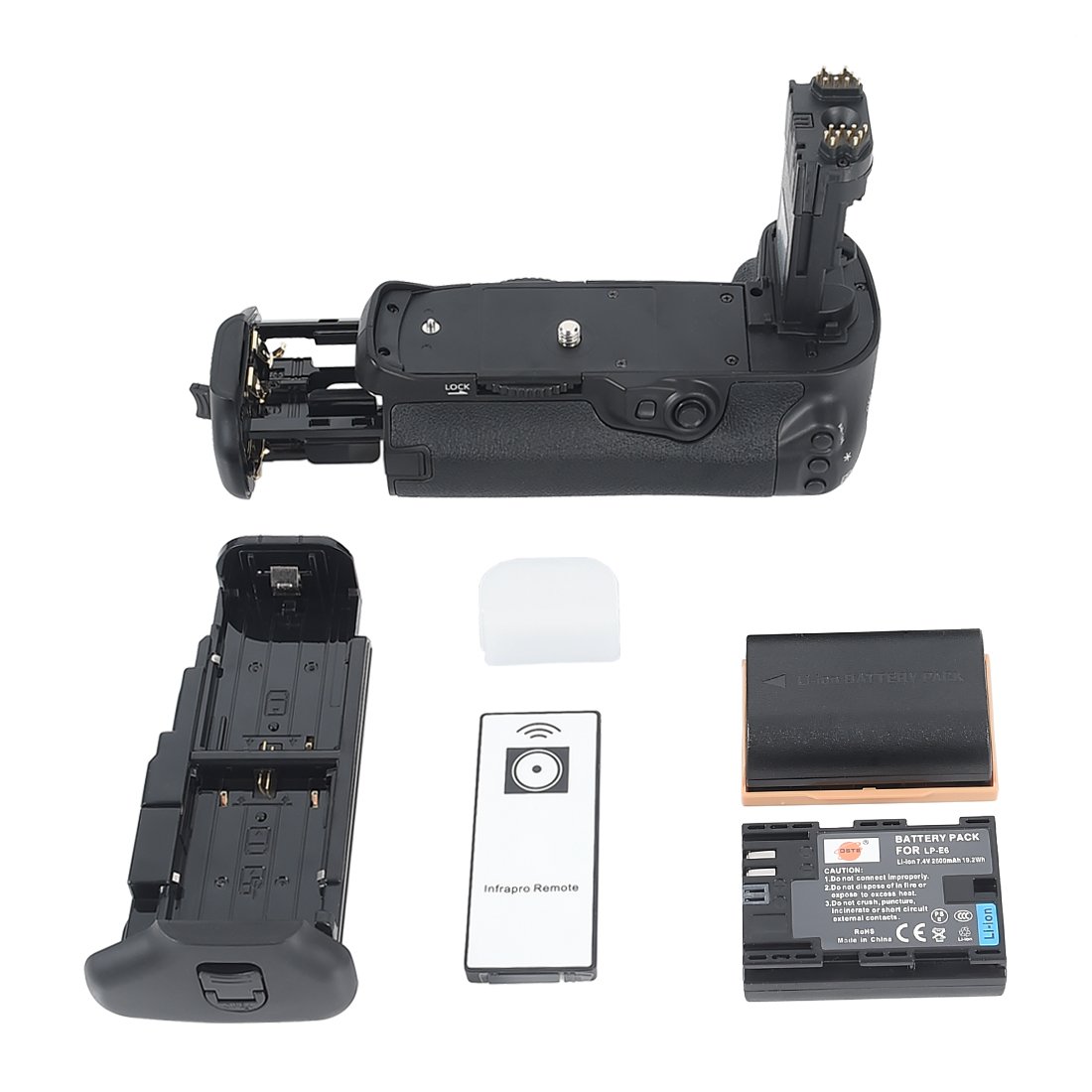 DSTE Remote Vertical Battery Grip Holder Compatible with Canon EOS 7D MARK II Digital SLR Camera as BG-E16H with (2 pack) LP-E6