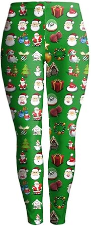 Regali Natale Spiritosi.Xiuzp Leggings Stampati In 3d Leggins Spiritosi Di Babbo Natale Divertenti Leggings Da Yoga In Pantofola Legging Per La Donna Leggings Sportivi Da Yoga Color Green Size M Amazon It Casa