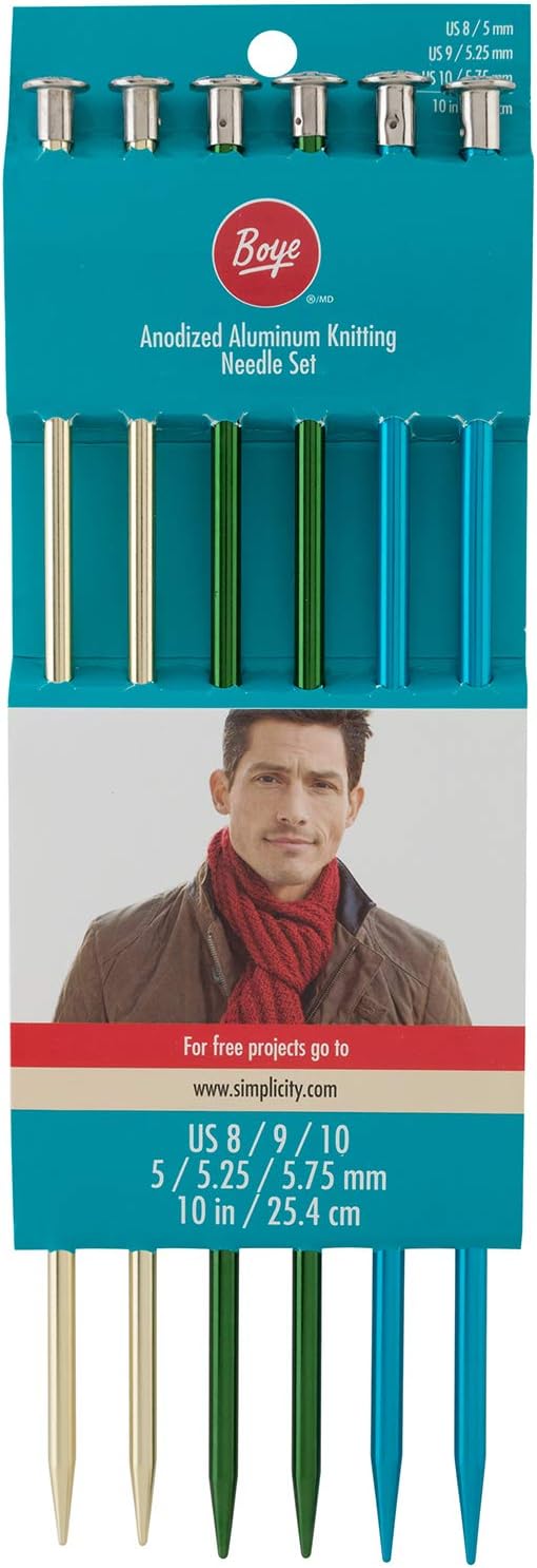 Boye Aluminum Knitting Needle Set, Sizes 8/9/10, 10''